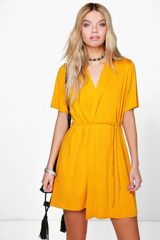 Monnie Short Sleeve Tie Waist Wrap Dress